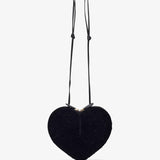 Le Coeur black shearling crossbody bag