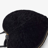 Le Coeur black shearling crossbody bag