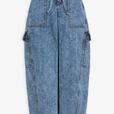 Cargo blue denim pants