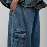 Cargo blue denim pants