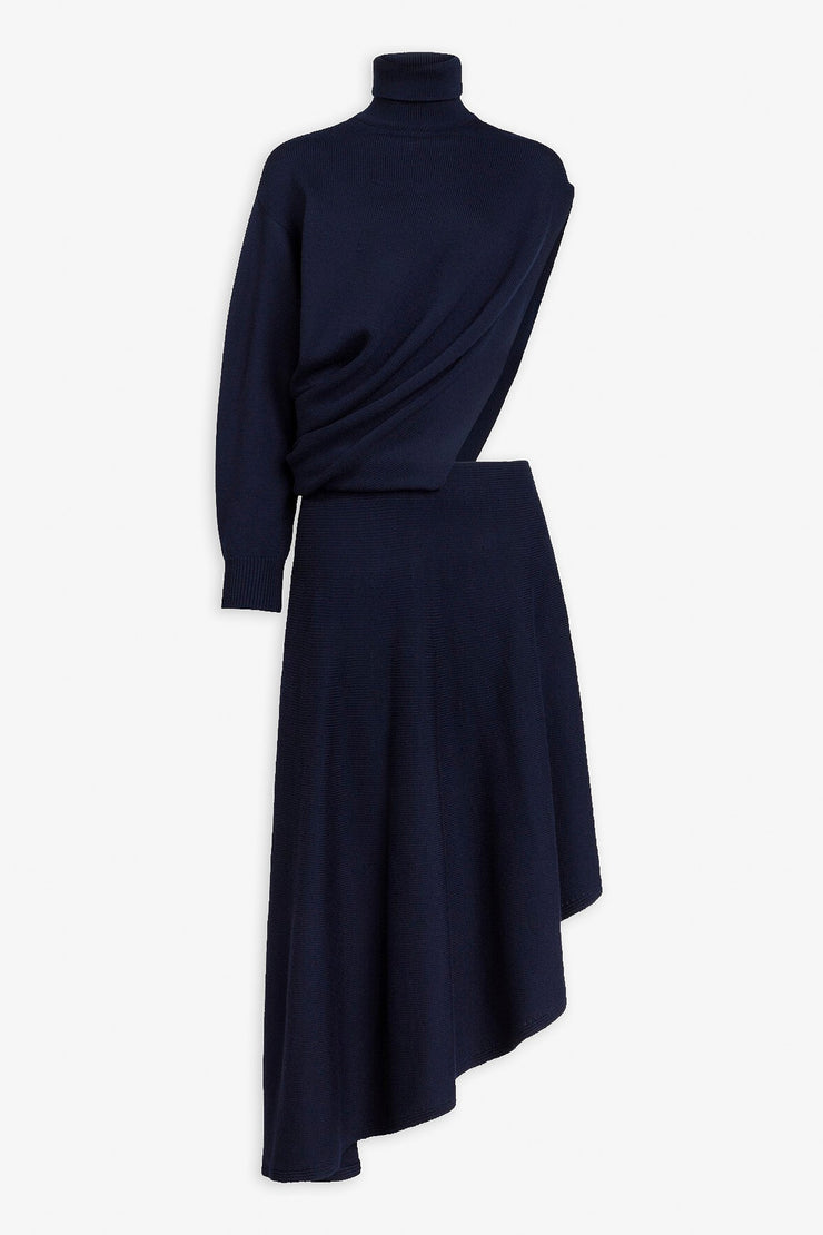 Midnight blue cut-out knit dress