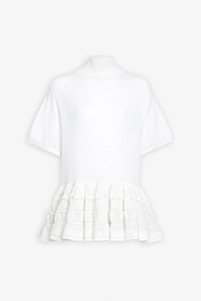 White wool peplum top
