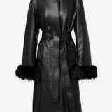 Alaia black leather long coat