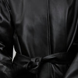 Alaia black leather long coat