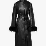 Alaia black leather long coat