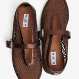 Bronze metallic mesh ballet flats