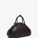 Top handle small burgundy bag