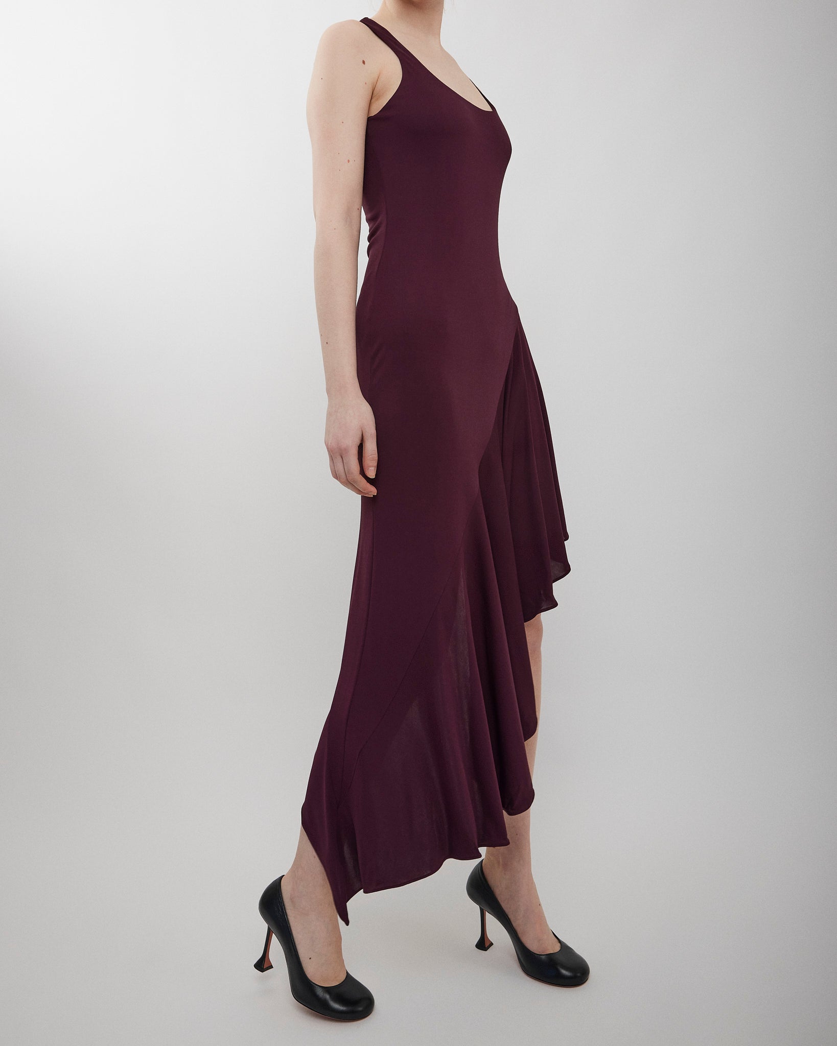 Alaïa Midi Dress Viscose Asymmetric Sleeveless
