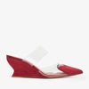 Alaïa Coeur 60 red suede wedge mules