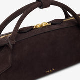 Le Teckel dark brown suede clutch