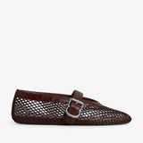 Embossed leather mesh ballet flats