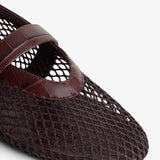 Embossed leather mesh ballet flats