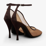 Transparent amber strappy pumps