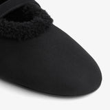 Black merino shearling ballet flats