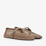Beige mesh ballet flats