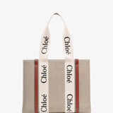 Woody medium white brown canvas bag