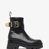 Owena black leather ankle boots