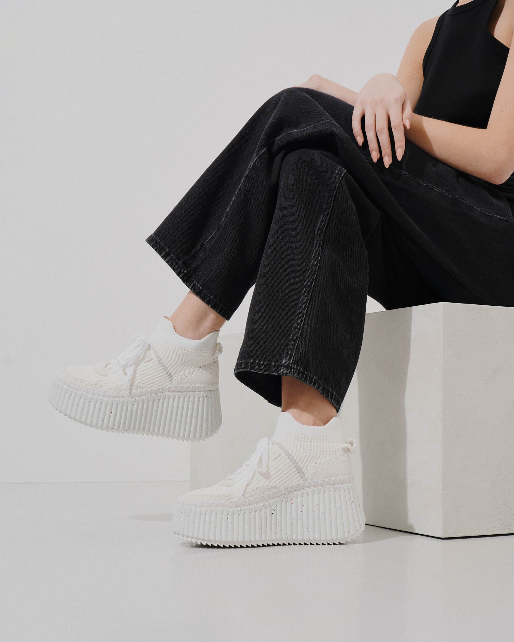 Chloé | Nama platform white mesh sneakers | Savannahs