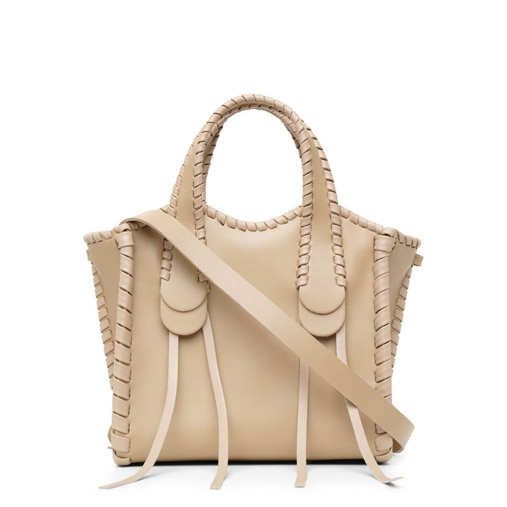 Mony small beige leather tote bag