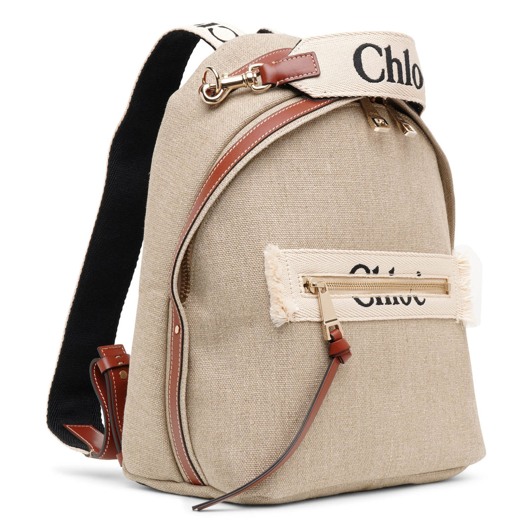 Chloé Canvas Leather Backpack Brown Logo Chloé | Woody brown backpack | Savannahs
