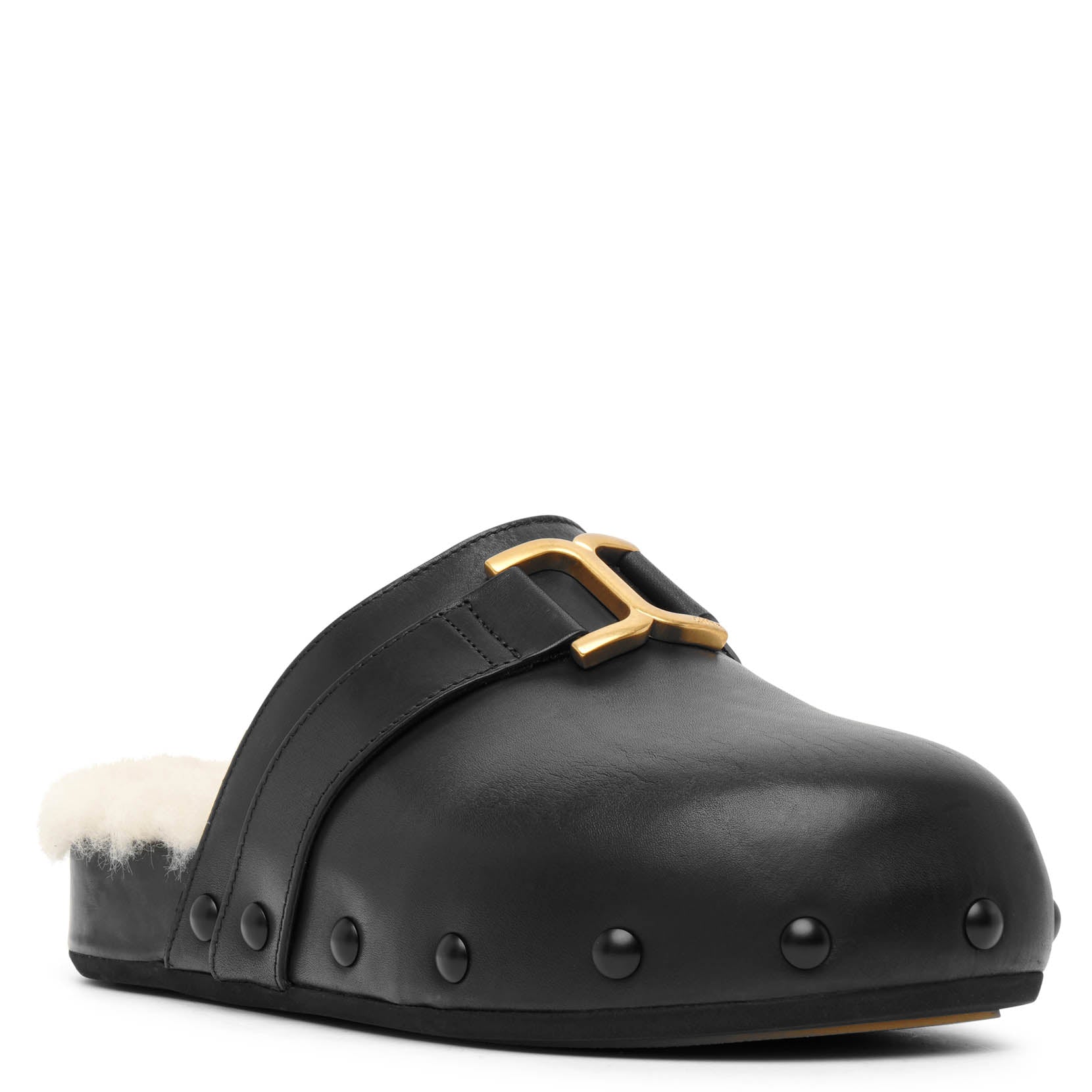 Marcie black shearling slides