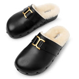 Marcie black shearling slides