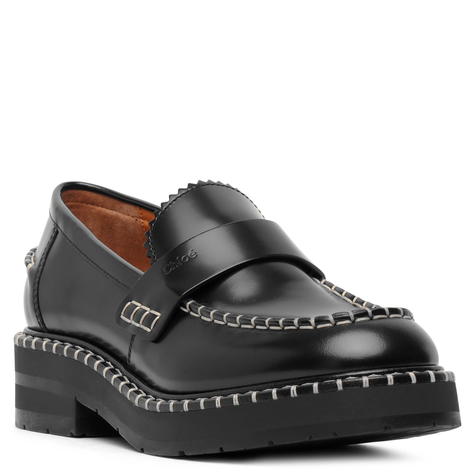 Shop Chloé Noua Black Leather Loafers