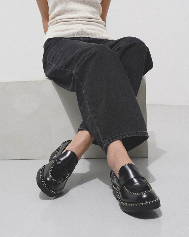 Noua black leather loafers