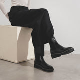 Noua black leather ankle boots