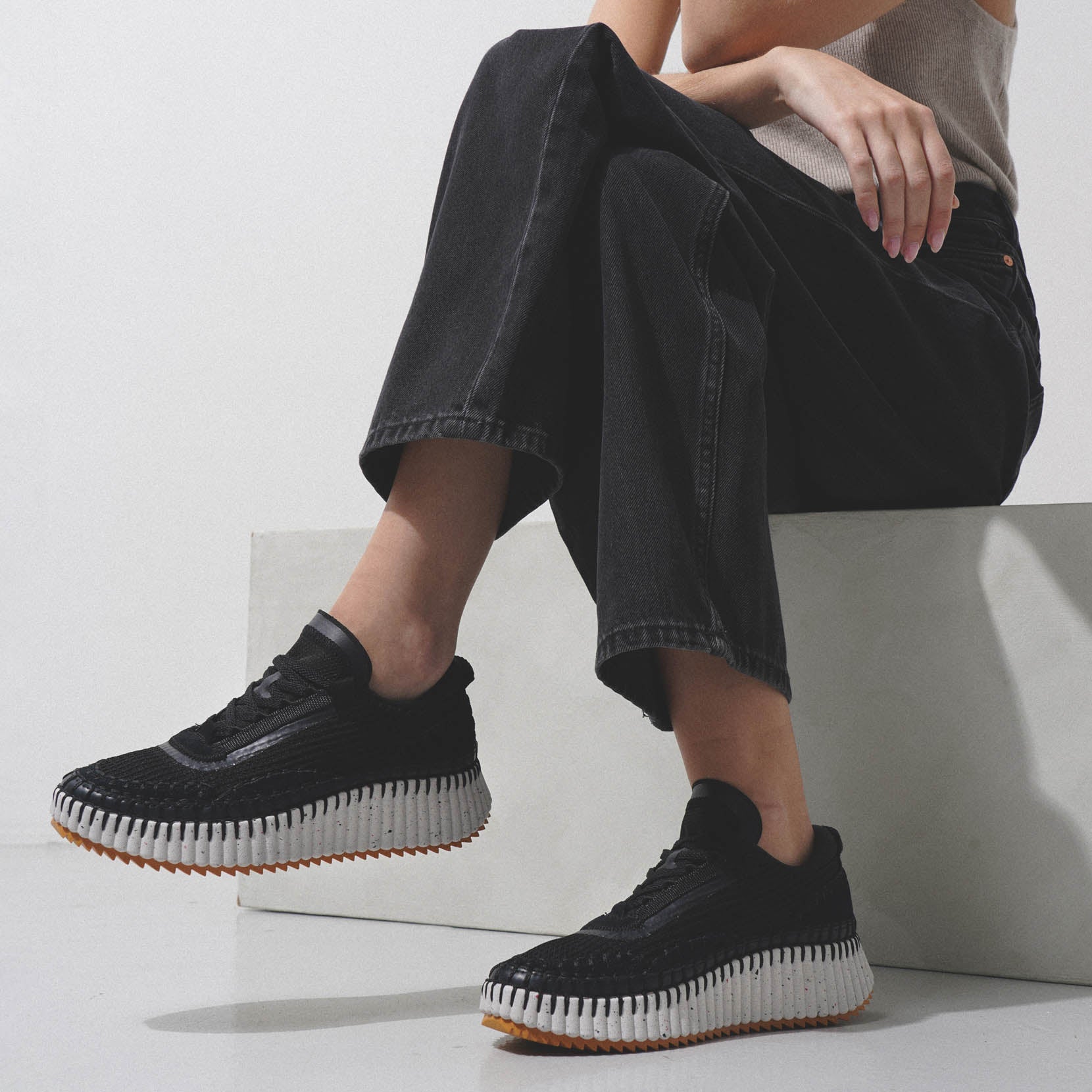 Chloé | Nama black mesh sneakers | Savannahs