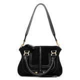 Marcie black suede shoulder bag