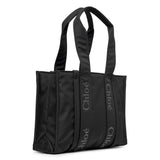 Woody medium black nylon tote bag