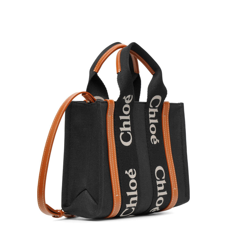 Chloé | Woody small black canvas tote bag | Savannahs