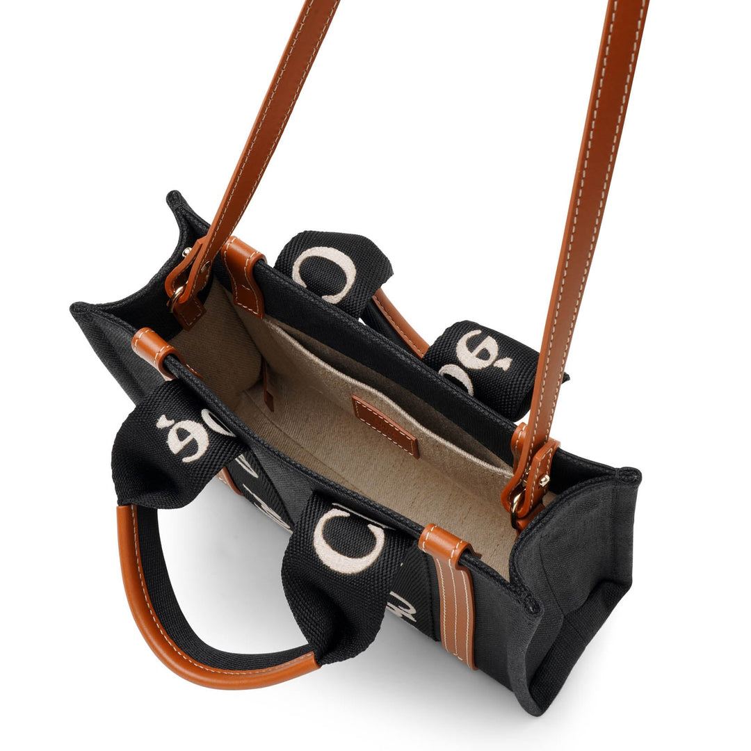 Chloé | Woody small black canvas tote bag | Savannahs