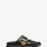 Rebecca black leather flats