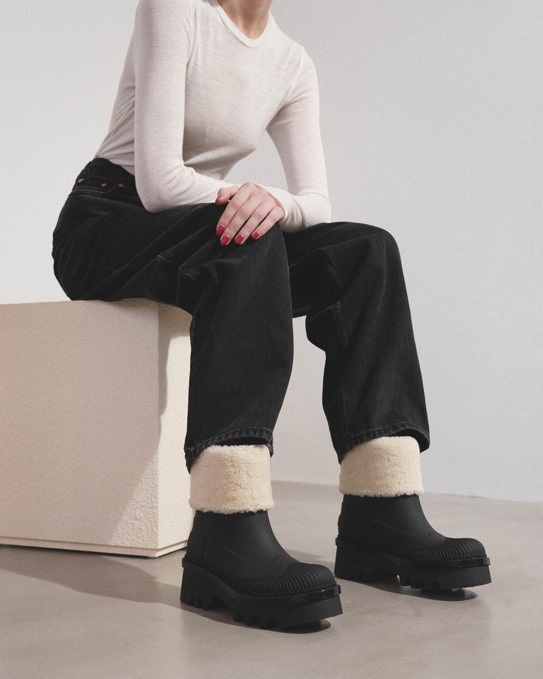 Chloé | Raina black fur rain boots | Savannahs
