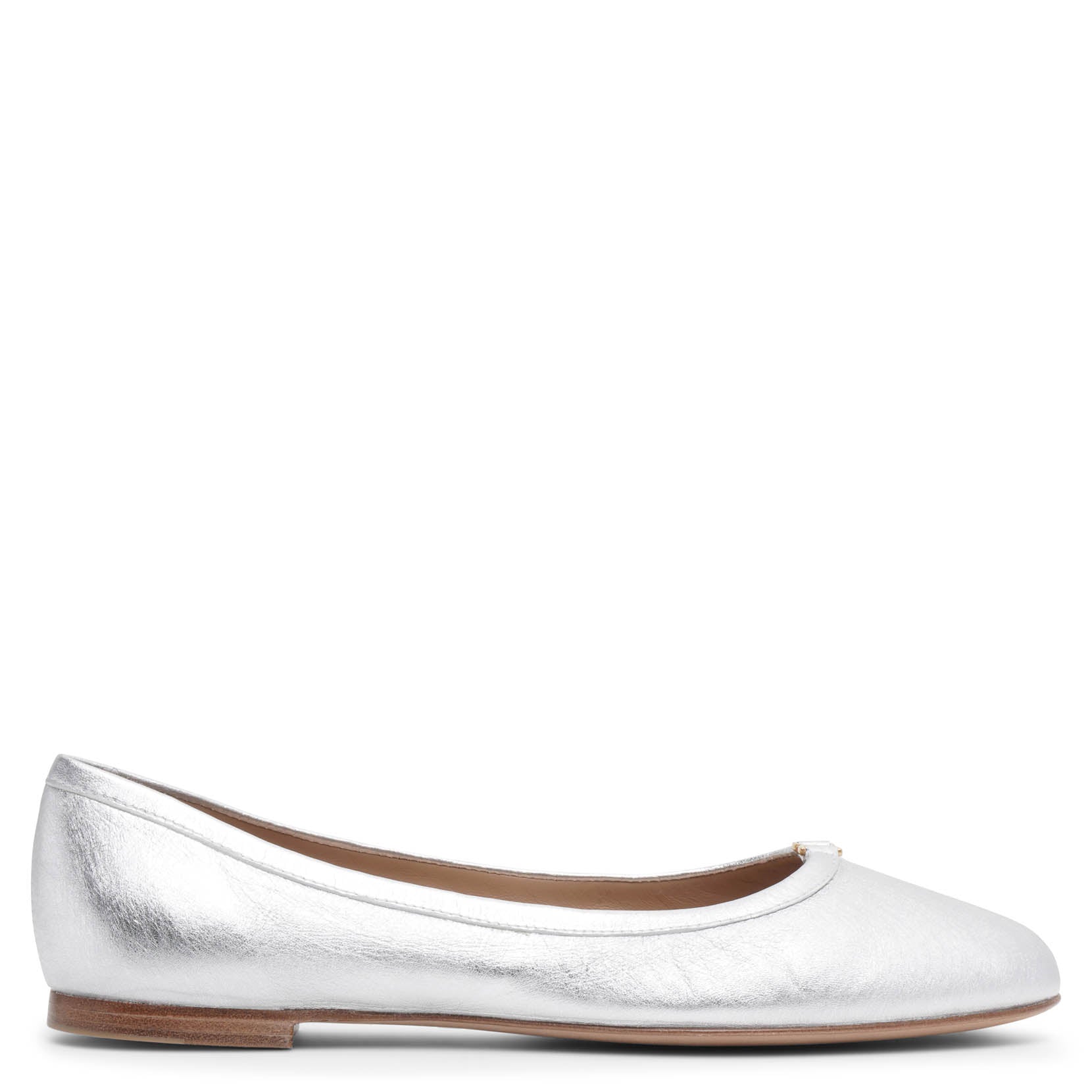 Chloé Marcie Metallic Leather Ballerina Flats In Silver