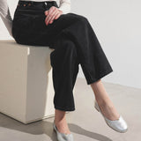 Marcie silver leather ballerinas