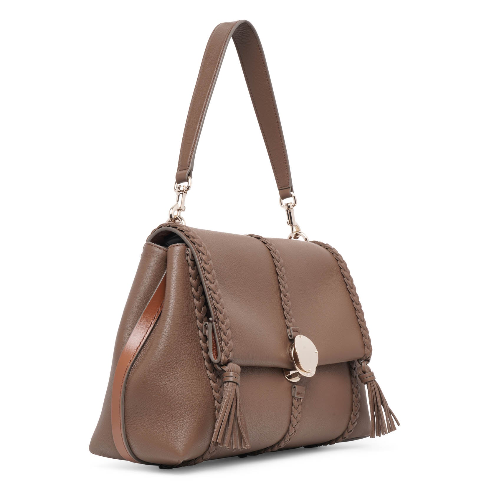 Shop Chloé Penelope Medium Taupe Leather Bag