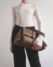 Penelope medium taupe leather bag