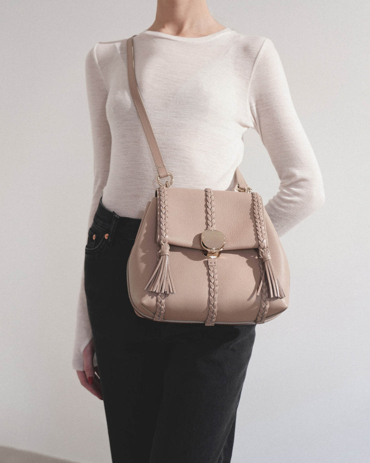 Penelope small beige leather bag
