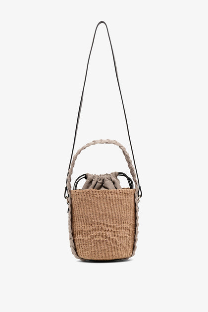 CHLOÉ LOAFERS IN WHITE FABRIC AND RAFFIA