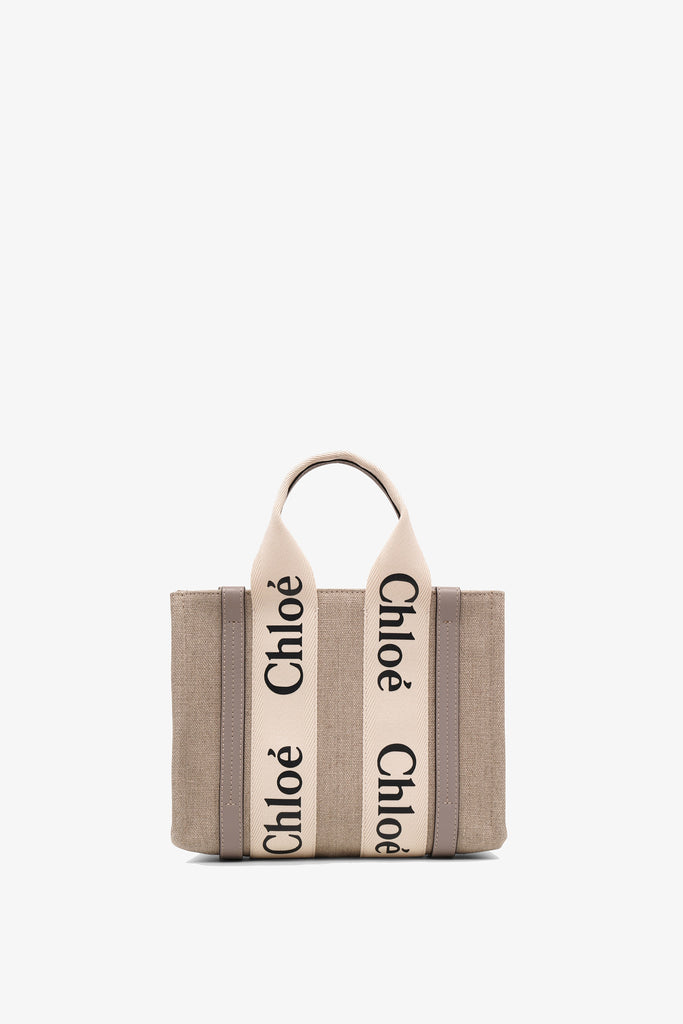 Chloé | Woody small grey canvas bag | Savannahs