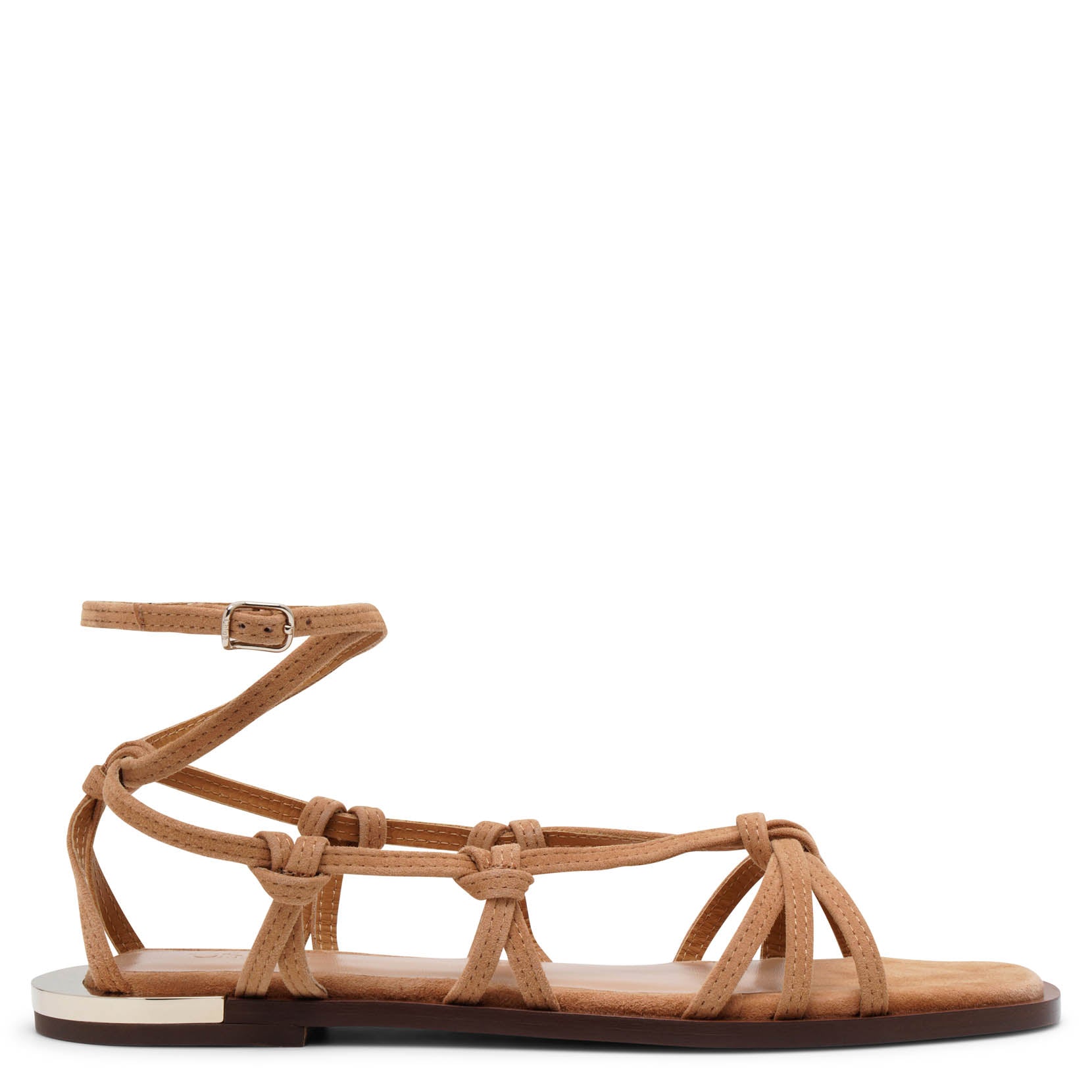 Shop Chloé Uma Beige Suede Flat Sandals