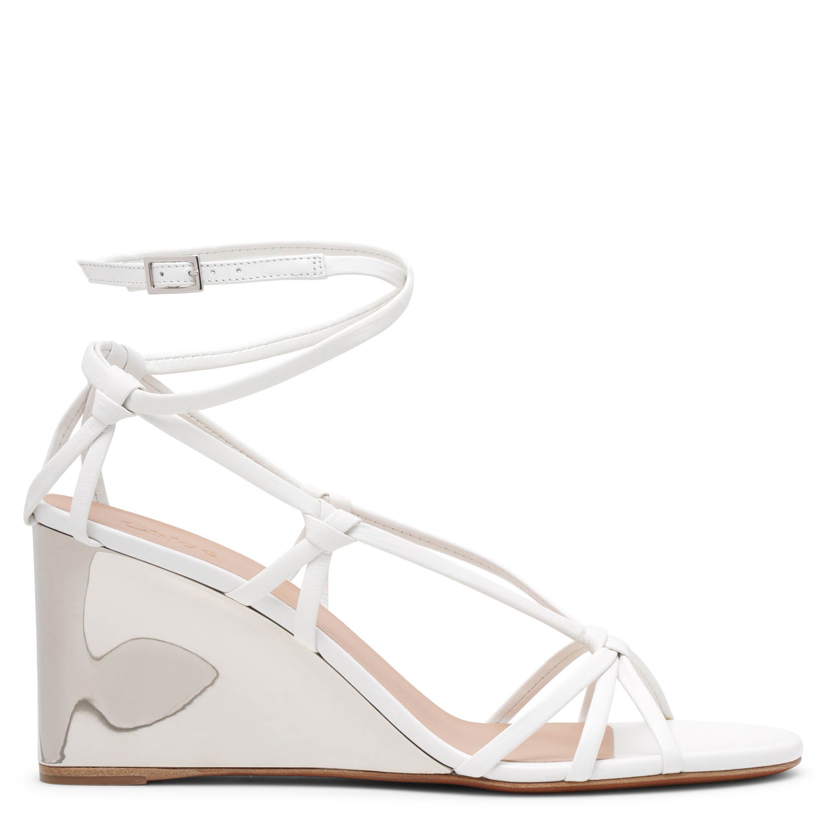 Chloé Rebecca White Leather Wedges In Multi