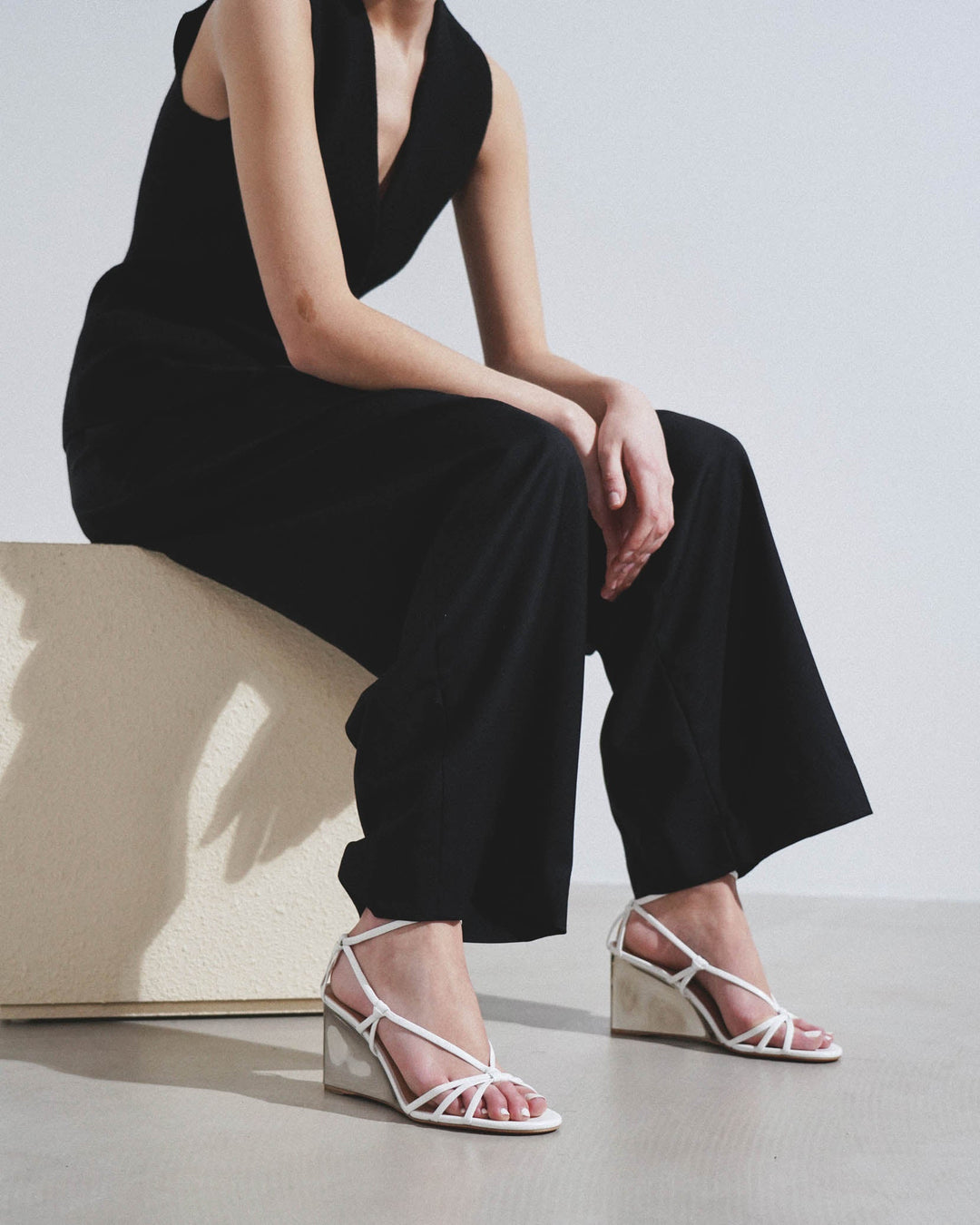 【関税込み】Chloe ホワイト Rebecca ウェッジヒール サンダル Chloé | Rebecca white leather wedges | Savannahs