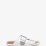 Rebecca white leather flats