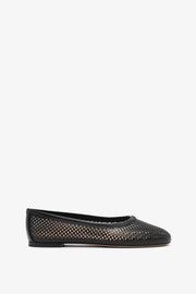 Marcie black leather perforated ballerinas