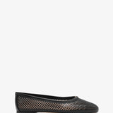 Marcie black leather perforated ballerinas