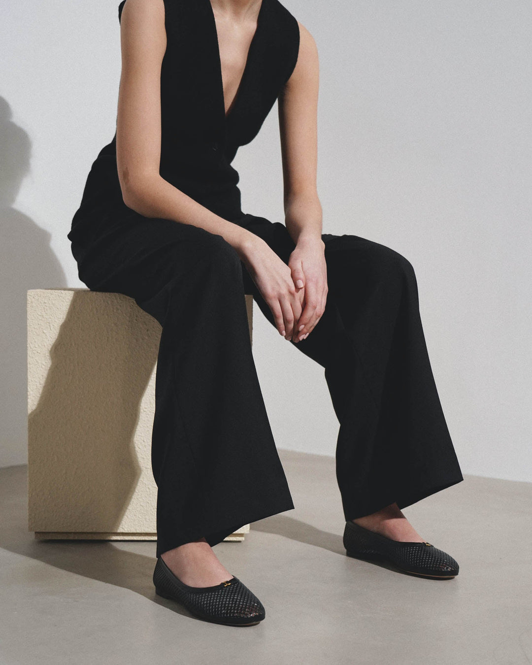 Chloé | Marcie black leather perforated ballerinas | Savannahs